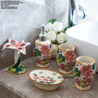 BỘ SỨ HOA ĐẮP NỔI DÙNG TRONG PHÒNG TẮM